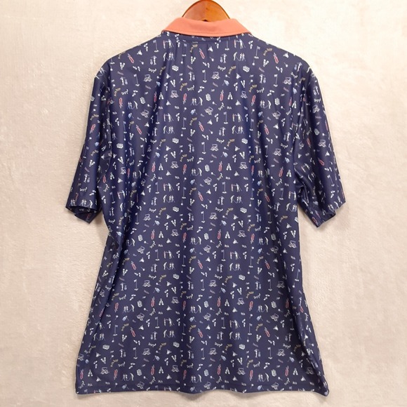 Smith & Quinn Mens Golf Shirt Sz.XL/Blue/Golf Cart Print/Spandex Blend/Quick Dry - Picture 5 of 11